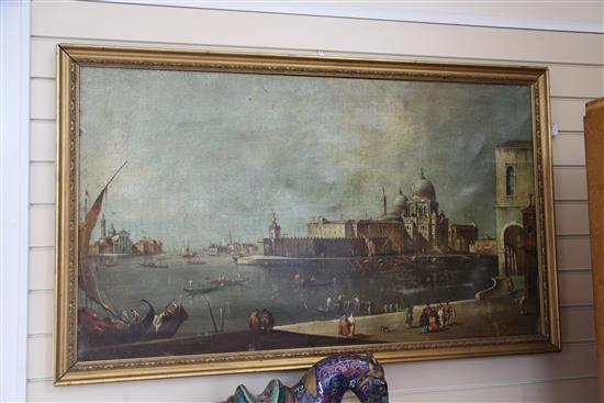After Canaletto View of Venice, 27.5 x 46.5in.